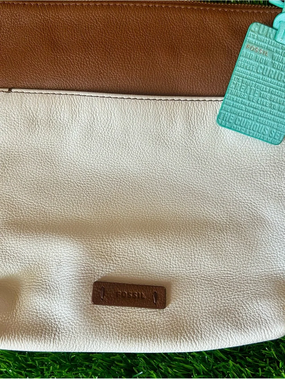 Fossil Cream and Brown Women’s Two-Tone Tote